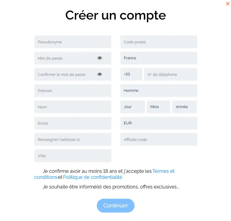 Processus d'inscription Gxmble Casino
